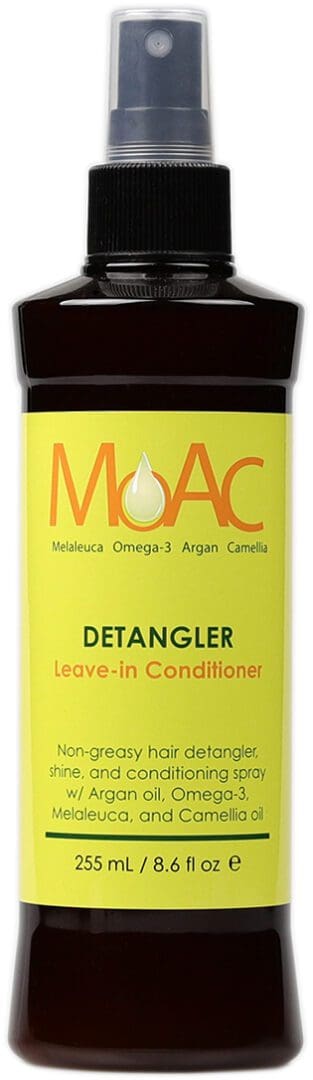 A bottle of moac leave in conditioner